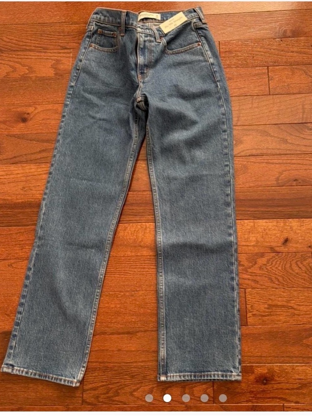 Abercrombie & Fitch Medium Blue High-Rise Straight Jeans - Picture 2 of 5